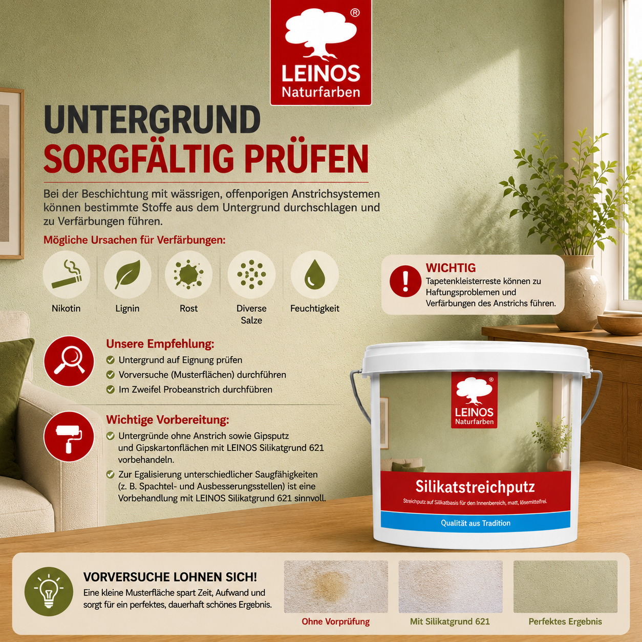 LEINOS Silikatstreichputz 10L – Strukturfarbe für Bad & Wohnräume