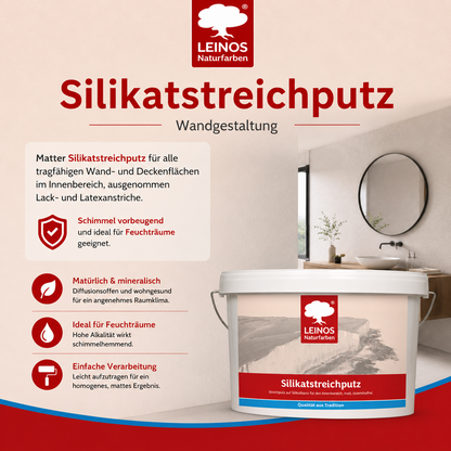 LEINOS Silikatstreichputz 10L – Strukturfarbe für Bad & Wohnräume