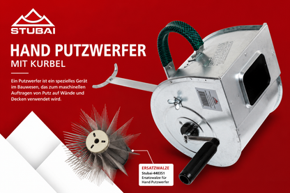STUBAI Putzwerfer 440350 mit Halter und Armstütze, Handputzwerfer für schnelles Verputzen von Wänden und Decken, robuste Ausführung für Bauprofis, effizientes Auftragen von Putzmaterialien