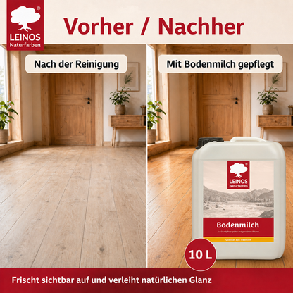 LEINOS 920 Bodenmilch 10 Liter | Pflegemittel für geölte, gewachste und lackierte Fußböden |  Holz, Kork und Linoleum | ergibt seidenglänzende Oberfläche