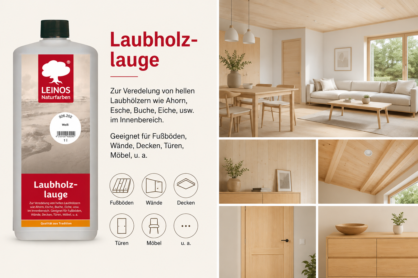 LEINOS 926 Laubholzlauge 1,00 l Weiß