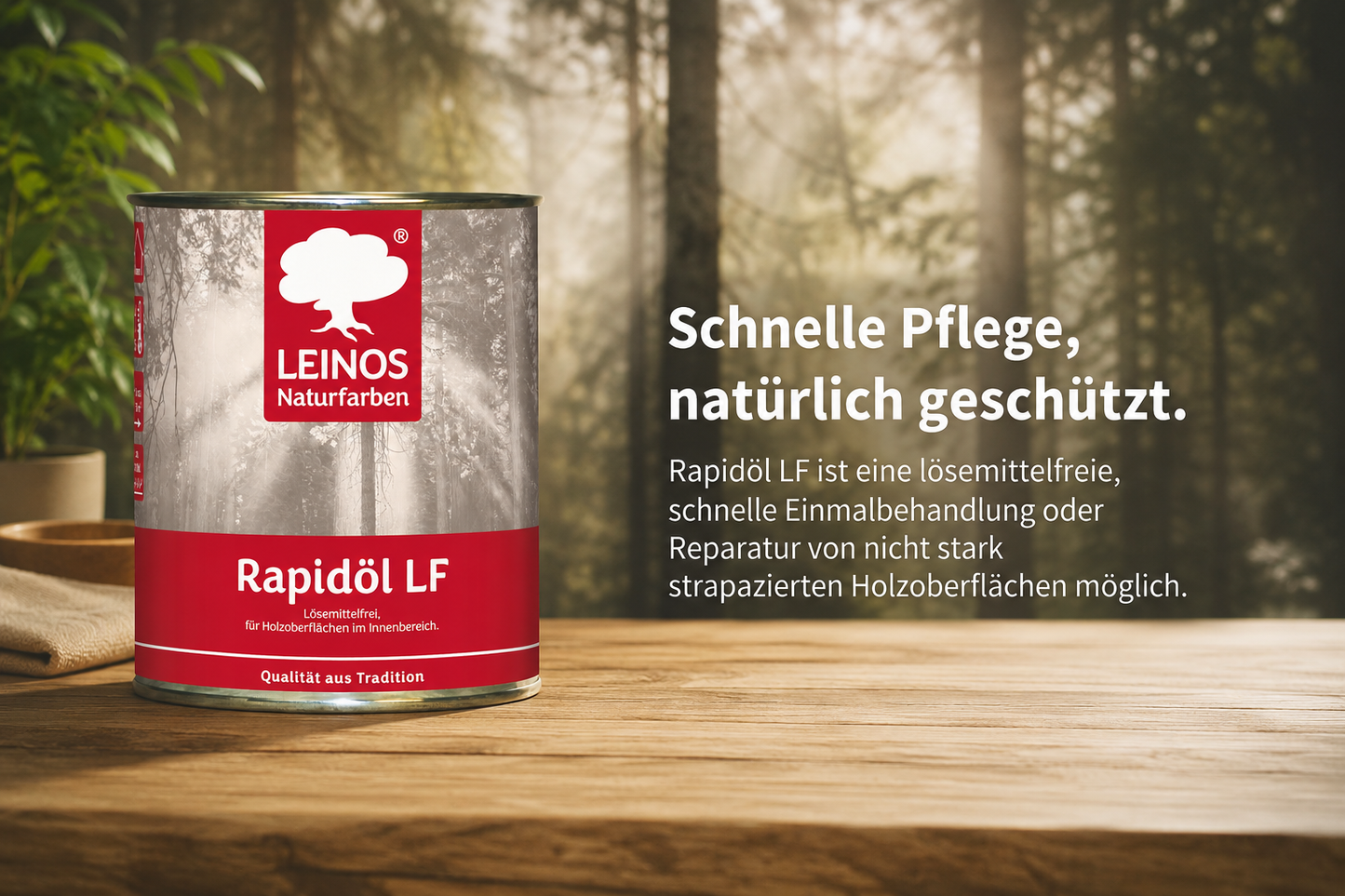 LEINOS Rapidöl LF 249, 0,75 l – lösemittelfreie Öl-Wachs-Kombination für Holz, schnelle Einmalbehandlung & Reparatur, pastös, sehr gut polierbar, für wenig beanspruchte Holzoberflächen