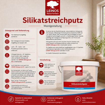 LEINOS Silikatstreichputz 10L – Strukturfarbe für Bad & Wohnräume