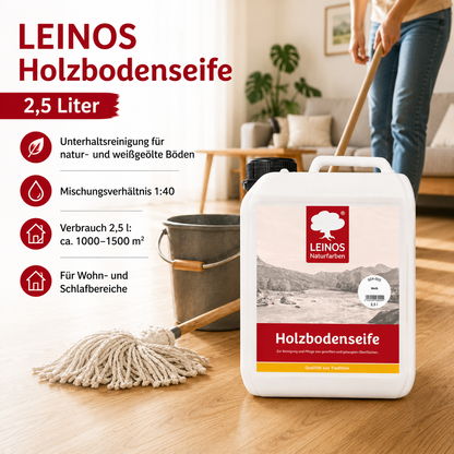 LEINOS 924 Holzbodenseife 2,50 l Weiß | Zur Reinigung, Pflege und Veredelung von geseiften und gelaugten, sowie von natur- und weißgeölten Holzoberflächen