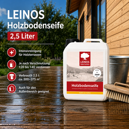 LEINOS 924 Holzbodenseife 2,50 l Weiß | Zur Reinigung, Pflege und Veredelung von geseiften und gelaugten, sowie von natur- und weißgeölten Holzoberflächen