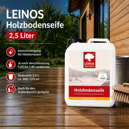 LEINOS 924 Holzbodenseife 2,50 l Weiß | Zur Reinigung, Pflege und Veredelung von geseiften und gelaugten, sowie von natur- und weißgeölten Holzoberflächen