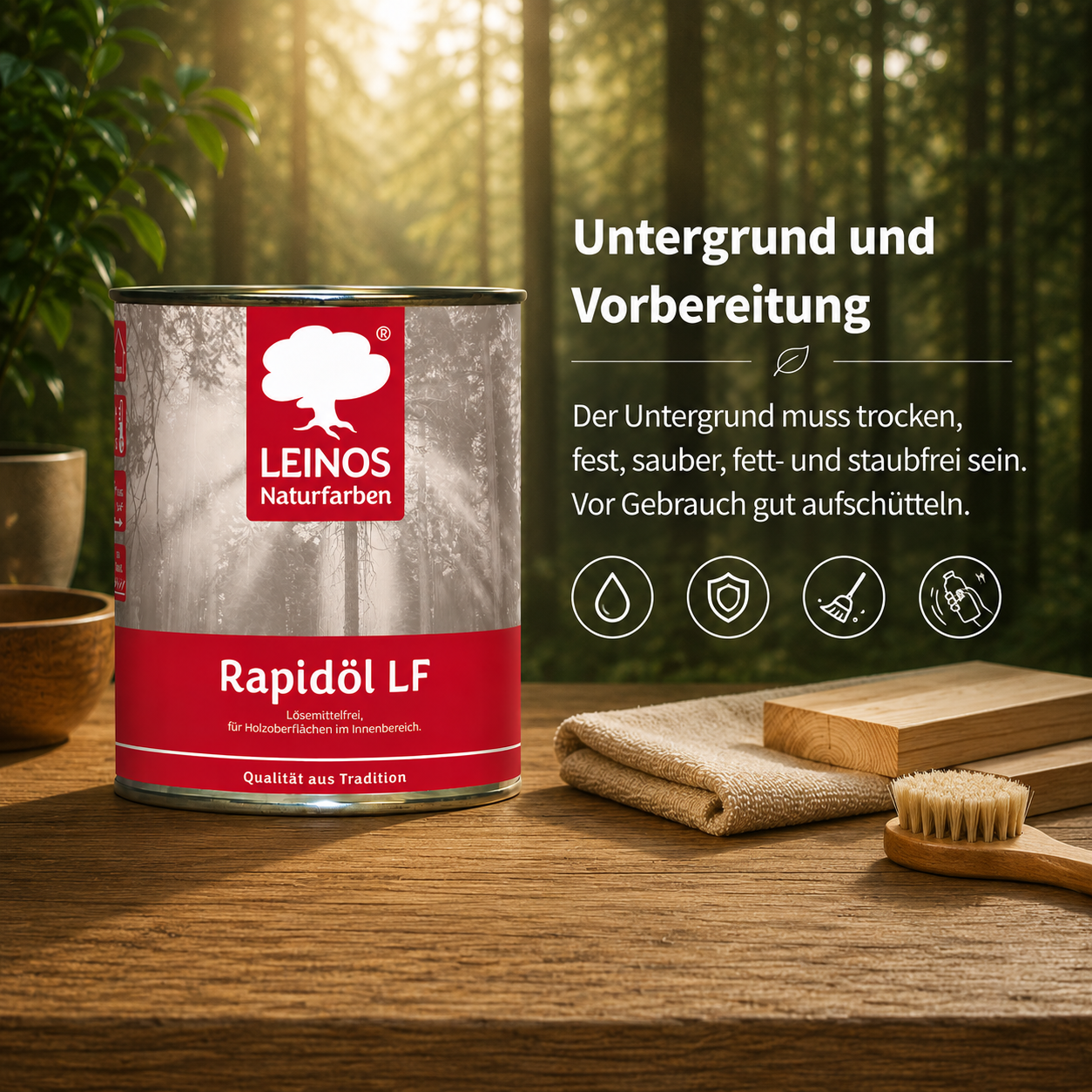 LEINOS Rapidöl LF 249, 0,75 l – lösemittelfreie Öl-Wachs-Kombination für Holz, schnelle Einmalbehandlung & Reparatur, pastös, sehr gut polierbar, für wenig beanspruchte Holzoberflächen