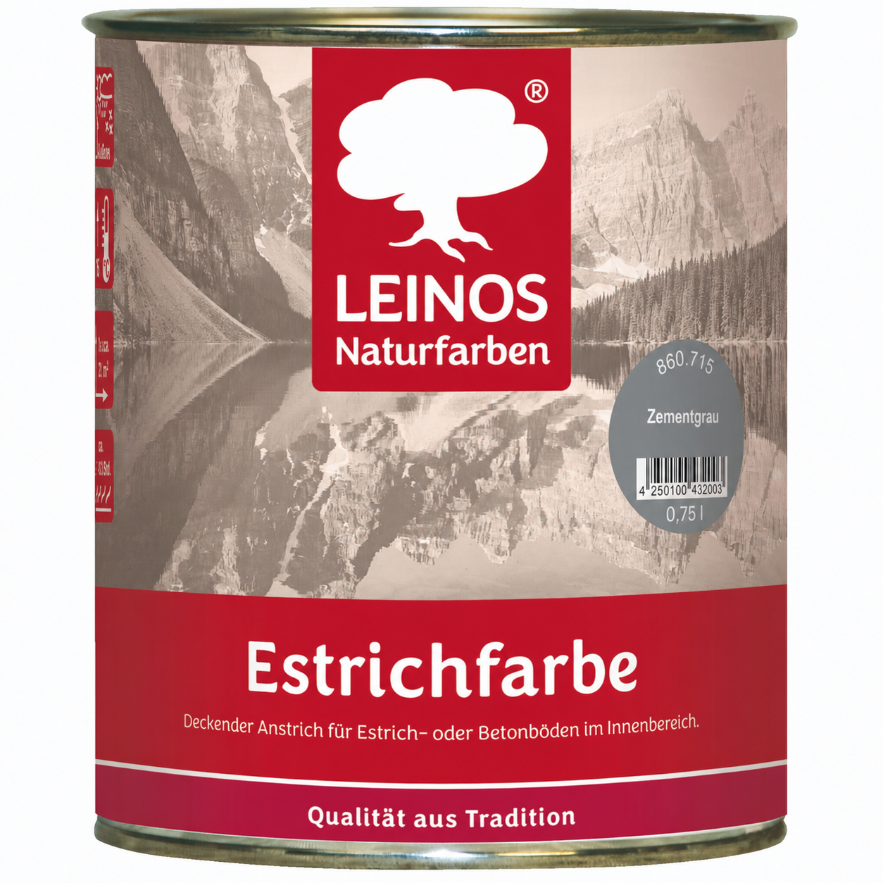 LEINOS 860 Estrichfarbe für Innen, 0,75l, Zementgrau