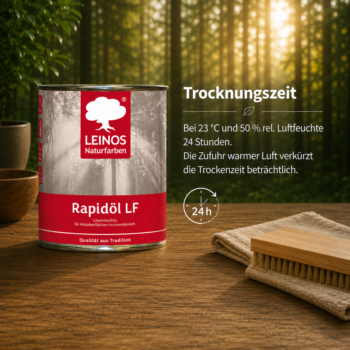 LEINOS Rapidöl LF 249 0,25 l – lösemittelfreie Öl-Wachs-Kombination für Holz, schnelle Einmalbehandlung & Reparatur, pastös, sehr gut polierbar, für wenig beanspruchte Holzoberflächen