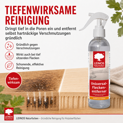 Universal Fleckenentferner 945 - 250 ml – lösemittelfreies Reinigungsmittel zur Entfernung von Kaffee-, Tee- & Rotweinflecken – für behandeltes & unbehandeltes Holz – wasserbasiert & biologisch abbaubar