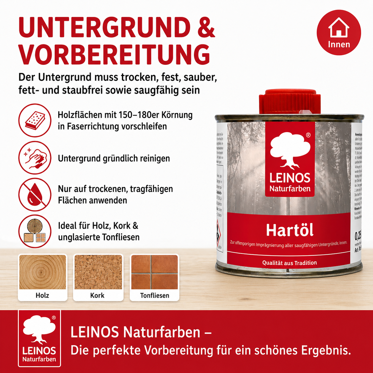 LEINOS Holzöl 250 ml | Hartöl Farblos für Tische Möbel Arbeitsplatten | Teak Eiche Möbelöl für effektive Versiegelung und langanhaltenden Schutz im Innenbereich