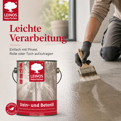 LEINOS Stein- und Betonöl 254 – 2,5 L – Öl zur natürlichen Oberflächenbehandlung von Beton, Estrich & Steinzeug innen – atmungsaktiv & lösemittelfrei