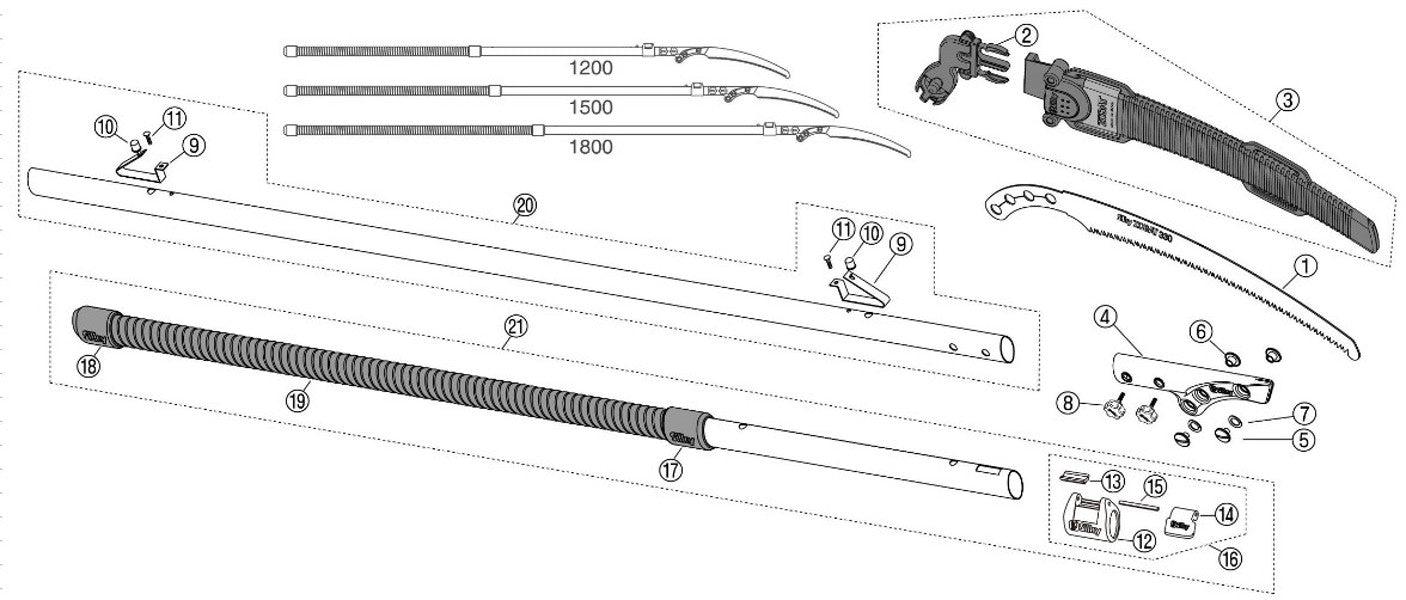 Fixierungsrohr für Sägeblatt, Zübat, alte Version (2015)