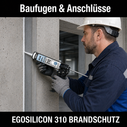 EGOSILICON 310 B1 Brandschutz-Silikon Manhattan – 20×310 ml Kartuschen – schwer entflammbarer 1K-Silikon-Dichtstoff nach DIN 4102 B1 & EN 13501-1 für feuerhemmende Verglasungen und Anschlussfugen