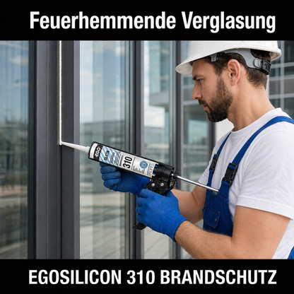 EGOSILICON 310 B1 Brandschutz-Silikon Manhattan – 20×310 ml Kartuschen – schwer entflammbarer 1K-Silikon-Dichtstoff nach DIN 4102 B1 & EN 13501-1 für feuerhemmende Verglasungen und Anschlussfugen