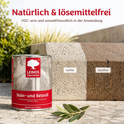 LEINOS Stein- und Betonöl 254 – 0,75 L – Öl zur natürlichen Oberflächenbehandlung von Beton, Estrich & Steinzeug innen – atmungsaktiv & lösemittelfrei