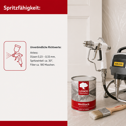 LEINOS 820 Weißlack Glänzend | 0,25 L Innen & Außen | Wohngesunder Naturharz-Öl Lack, wasserfest & langlebig | ca. 2 m² Reichweite | Für kleine Flächen, Möbelstücke & Ausbesserungen
