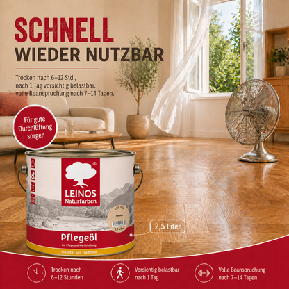 LEINOS 285 Pflegeöl 202 Weiß  0,75 Liter | Zur Behandlung aller geölten und gewachsten Flächen wie Holz, Kork und Linoleum im Innenbereich |