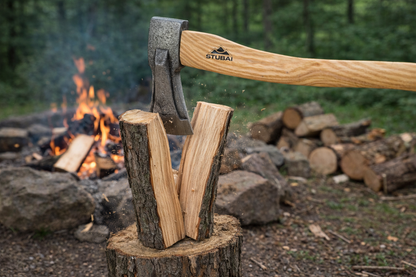 STUBAI Superspalter Natureline 1800 g | Profi-Spaltaxt mit Keilstegen für Kamin- & Brennholz | Geschmiedetes Forstwerkzeug aus Stahl | 700 mm lang | hohe Spaltleistung bei geringem Kraftaufwand