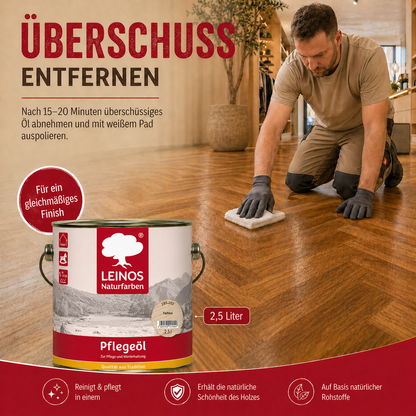 LEINOS 285 Pflegeöl 202 Weiß  0,75 Liter | Zur Behandlung aller geölten und gewachsten Flächen wie Holz, Kork und Linoleum im Innenbereich |