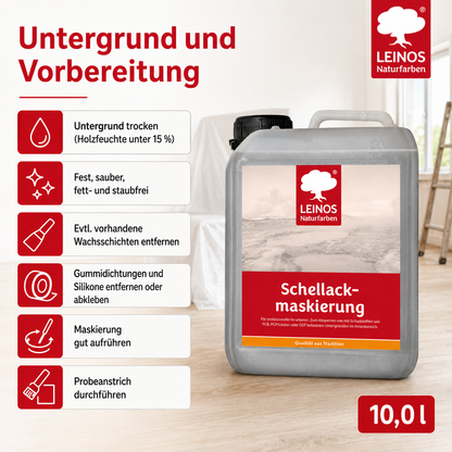 LEINOS 955 Schellackmaskierung 10,0 l | Zum Absperren von mit Schadstoffen wie PCB, PCP/Lindan oder DDT belasteten Untergründen. Nur im Innenbereich