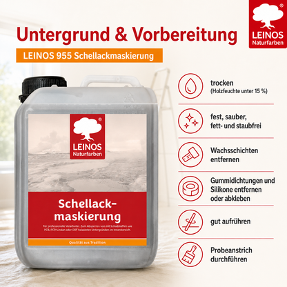 LEINOS 955 Schellackmaskierung 2,50 l | Zum Absperren von mit Schadstoffen wie PCB, PCP/Lindan oder DDT belasteten Untergründen. Nur im Innenbereich