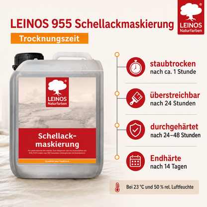 LEINOS 955 Schellackmaskierung 2,50 l | Zum Absperren von mit Schadstoffen wie PCB, PCP/Lindan oder DDT belasteten Untergründen. Nur im Innenbereich