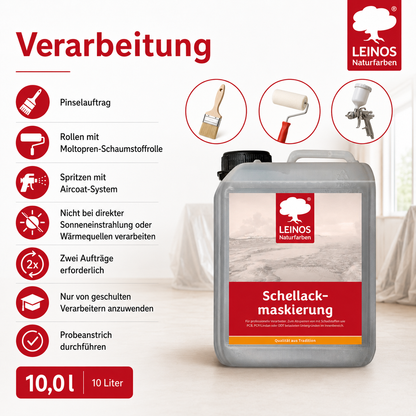 LEINOS 955 Schellackmaskierung 10,0 l | Zum Absperren von mit Schadstoffen wie PCB, PCP/Lindan oder DDT belasteten Untergründen. Nur im Innenbereich