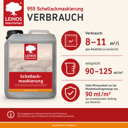 LEINOS 955 Schellackmaskierung 30,0 l | Zum Absperren von mit Schadstoffen wie PCB, PCP/Lindan oder DDT belasteten Untergründen. Nur im Innenbereich