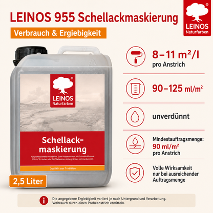 LEINOS 955 Schellackmaskierung 2,50 l | Zum Absperren von mit Schadstoffen wie PCB, PCP/Lindan oder DDT belasteten Untergründen. Nur im Innenbereich