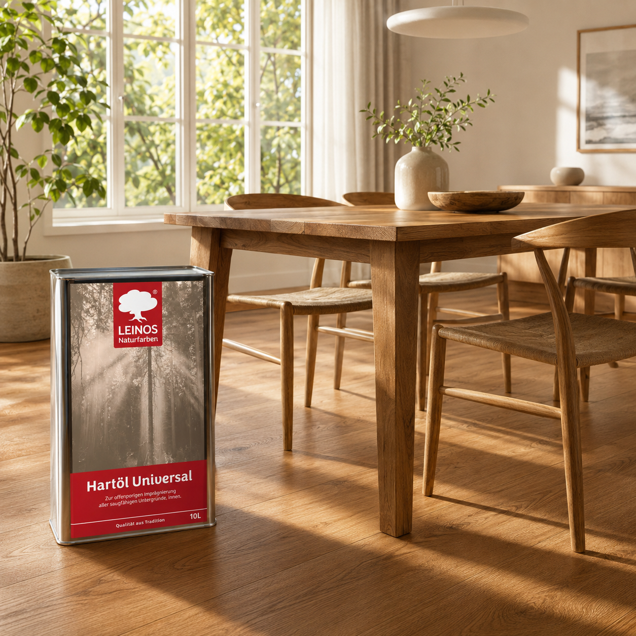 LEINOS 259 Hartöl Universal 10,0 l |Für alle Hölzer im Innenbereich, insbesondere Fußböden, aber auch für Kork | Leicht zu verarbeitende, universelle Grundierung und Endbeschichtung