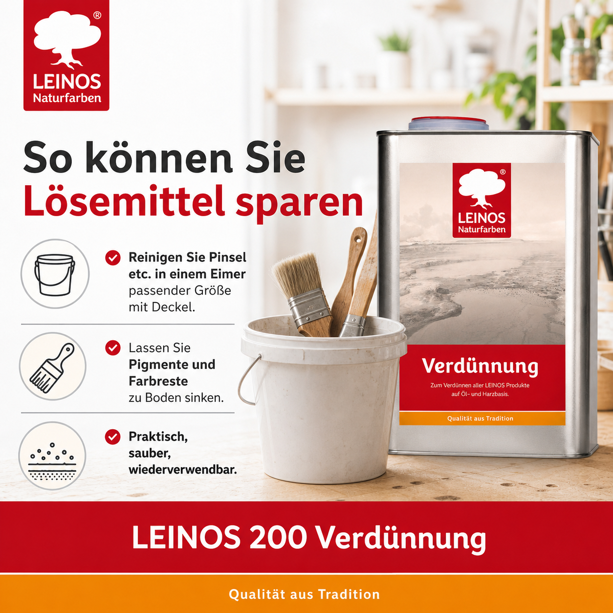 LEINOS 200 Verdünnung 10 Liter | Zum Verdünnen aller öligen Produkte sowie zur Reinigung der Arbeitsgeräte. Auch als Fleckentferner geeignet.
