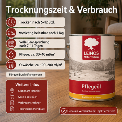 LEINOS 285 Pflegeöl 202 Weiß 2,50 Liter | Zur Behandlung aller geölten und gewachsten Flächen wie Holz, Kork und Linoleum im Innenbereich |