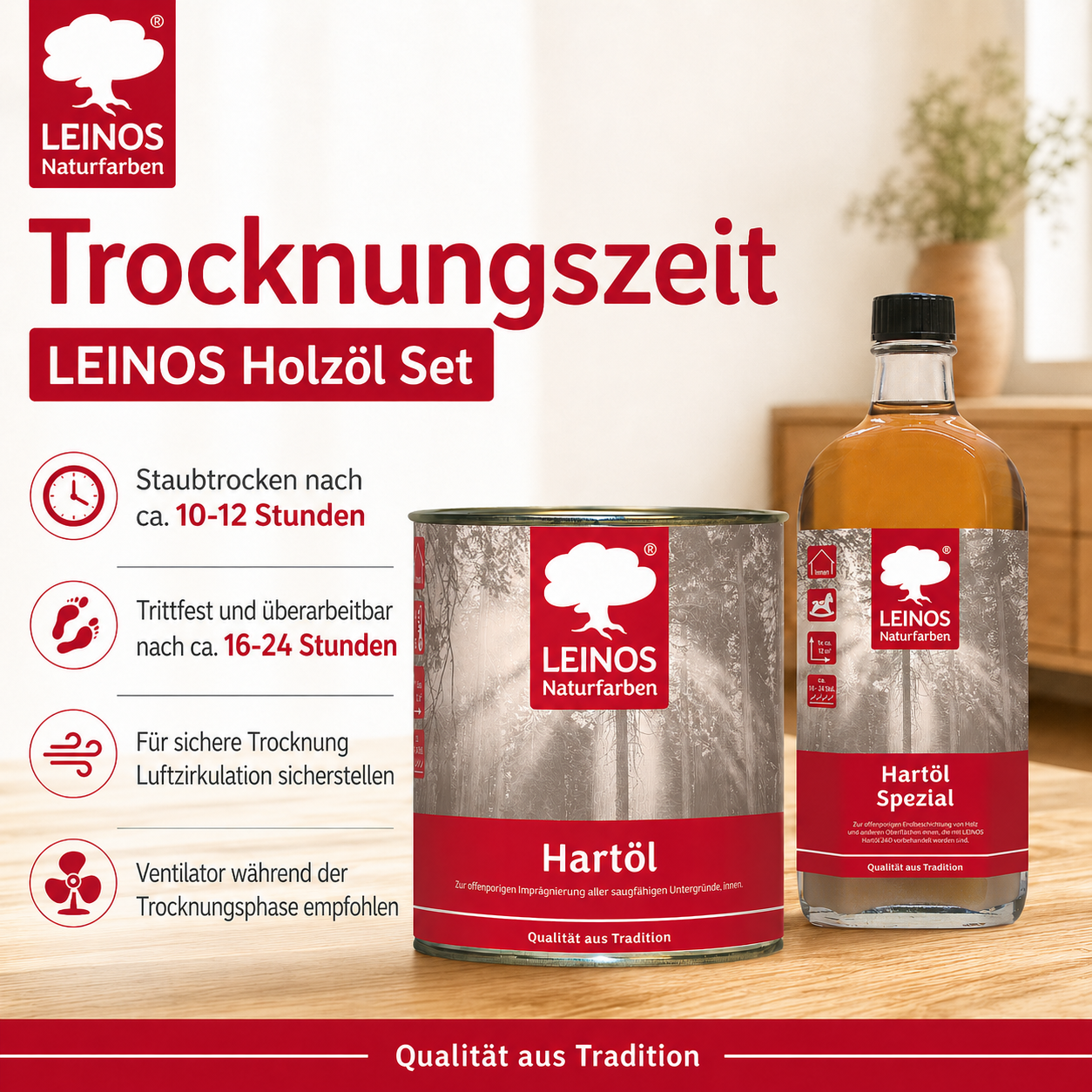 LEINOS Holzöl 750 ml im Set mit Hartöl Spezial 250 ml als Finish | Farbloses Möbelöl für stark beanspruchte Oberflächen | Effektive Versiegelung und langanhaltenden Schutz im Innenbereich