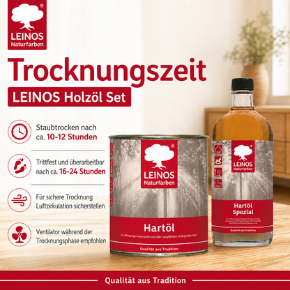 LEINOS Holzöl 750 ml im Set mit Hartöl Spezial 250 ml als Finish | Farbloses Möbelöl für stark beanspruchte Oberflächen | Effektive Versiegelung und langanhaltenden Schutz im Innenbereich