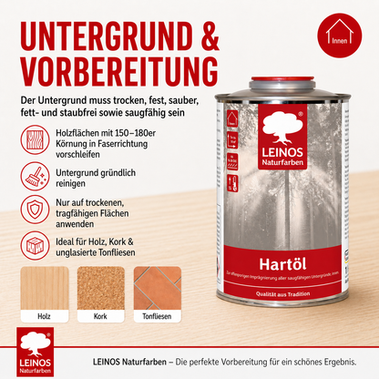 LEINOS Holzöl 1,0 l | Farbloses Hartöl für Möbel, Tische, Arbeitsplatten | Öl für Teak, Eiche & weitere Hölzer | Natürliche Imprägnierung & effektive Versiegelung mit langanhaltendem Schutz innen