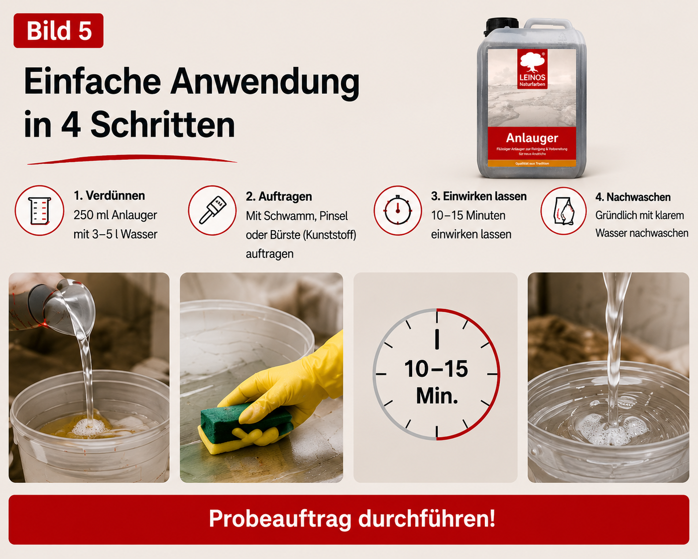 LEINOS 950 Anlauger 2,50 l – Reiniger & Untergrundvorbereitung für geölte, lackierte & latexgestrichene Flächen | entfernt Fett & Schmutz | für Öllack-Anstriche | ideal für unzugängliche Bereiche