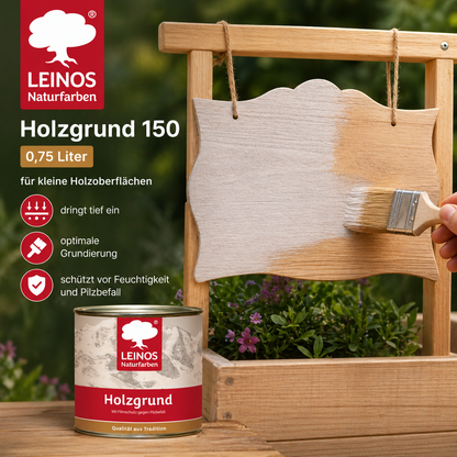 LEINOS 150 Holzgrund 10 l – offenporige Holzgrundierung für Lack- und Lasuranstriche außen, mit Filmschutz gegen Bläuebefall, tiefenwirksam, transparent-bräunlich, reicht bis ca. 144 m²