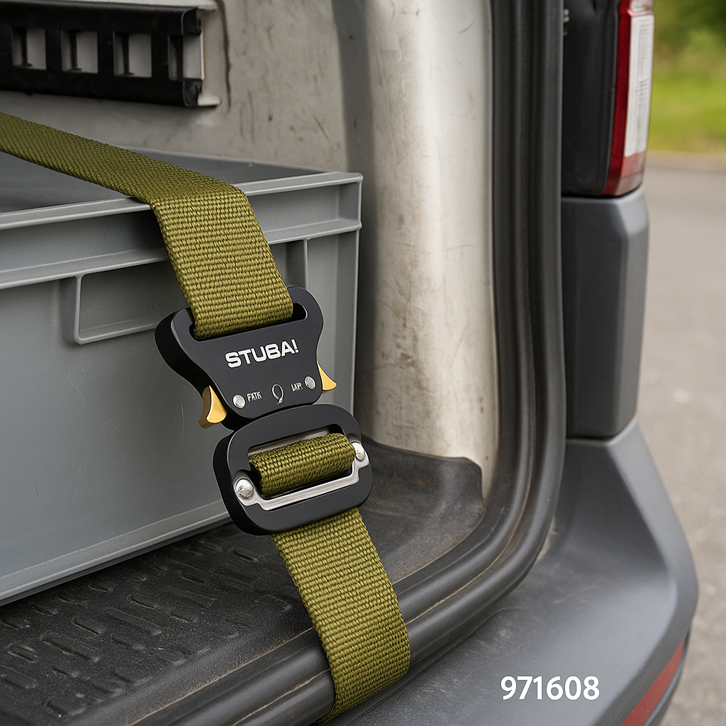 STUBAI Gurtschnalle bis 45 mm | vergütetes Aluminium schwarz eloxiert mit Stahl-Verstellplatte | CLICK FIX FLEX 2.0 | 10 kN Bruchlast | verhindert Öffnen unter Last | Profiqualität Made in Austria