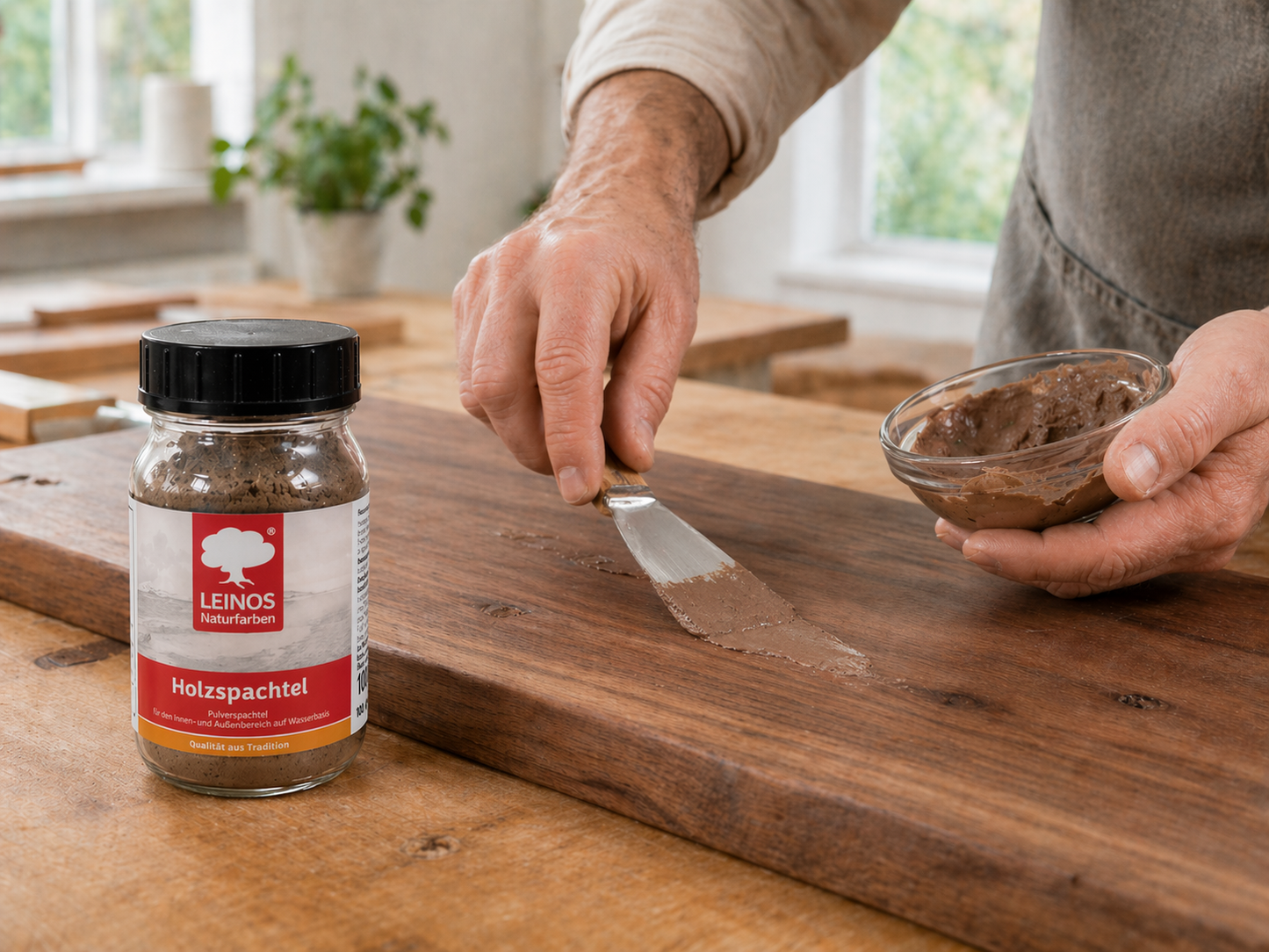 LEINOS 337 Holzspachtel 0,1l, Weiß