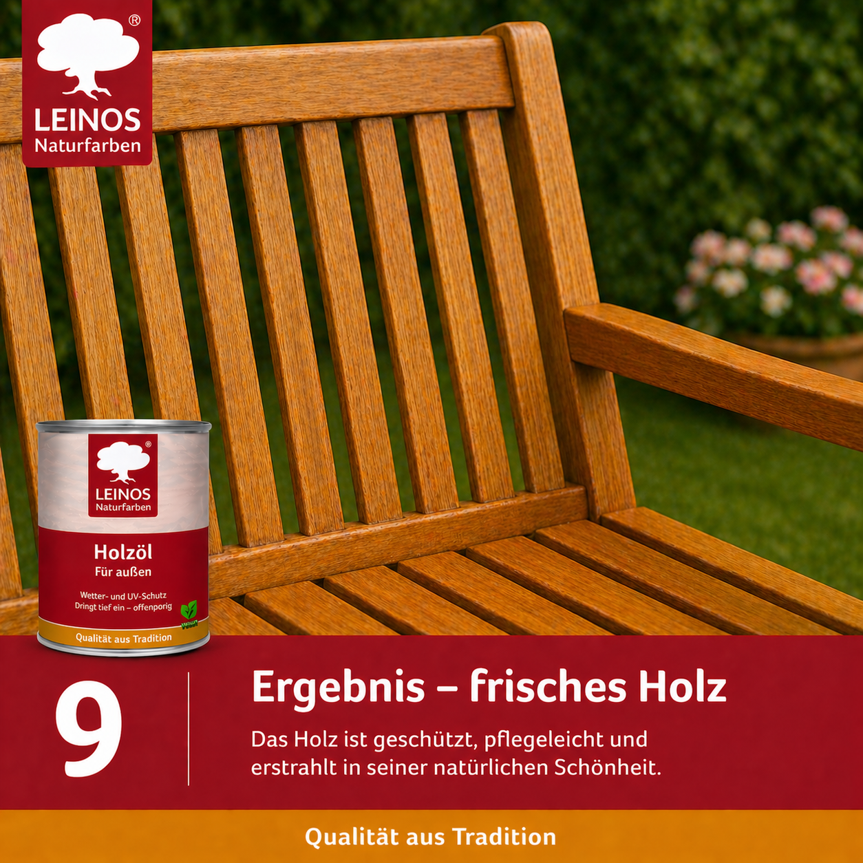 Leinos Entgrauer 0,5 Liter  für Holz-Gartenmöbel & Terrassenholz – Auftragen, einwirken lassen, abbürsten – effektive Reinigung & Auffrischung von Hart- und Weichholz