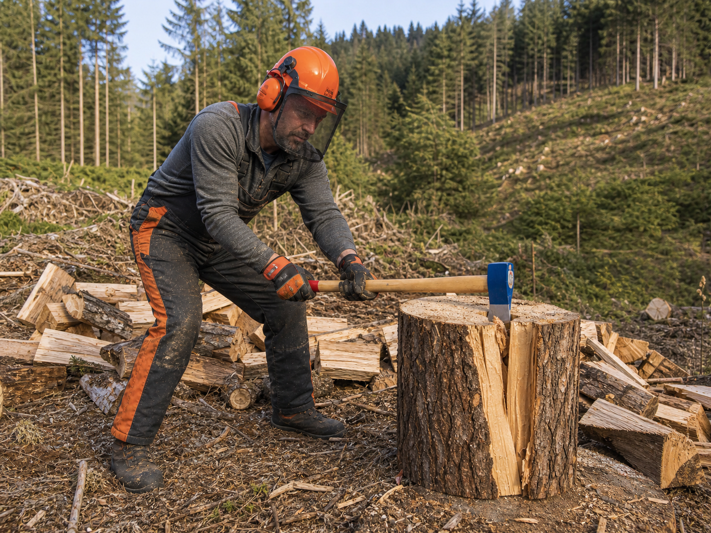 STUBAI  Holzspalthammer 3000 g Kopfgewicht, 3750 g Gesamtgewicht, Eschenholzstiel 850 mm, geschmiedeter Spalthammer mit Wendenase zum Spalten und Einschlagen von Keilen bei schweren Forstarbeiten