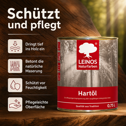 LEINOS Holzöl 750 ml | Hartöl Nussbaum für Tische Möbel Arbeitsplatten | Teak Eiche Möbelöl für effektive Versiegelung und langanhaltenden Schutz im Innenbereich