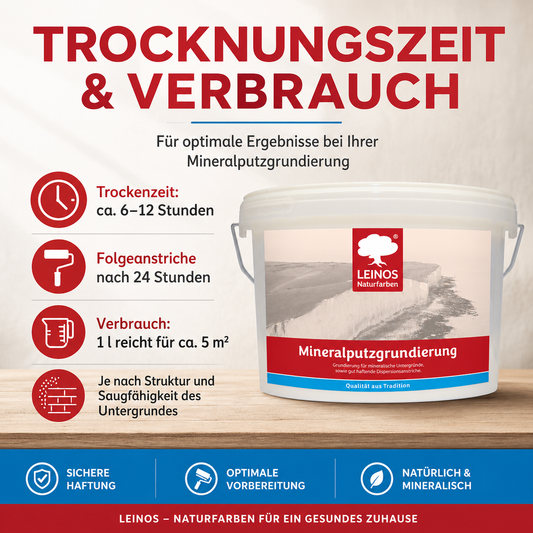 LEINOS Mineralputzgrundierung 2,5 L – pigmentierte, raue silikatische Grundierung für innen, Voranstrich für Silikat- und Kalkfarben auf Putz, Beton, Ziegel, Lehmputz und Gipskarton, atmungsaktiv weiß
