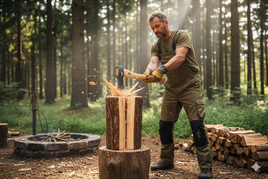 STUBAI Superspalter Natureline 1800 g | Profi-Spaltaxt mit Keilstegen für Kamin- & Brennholz | Geschmiedetes Forstwerkzeug aus Stahl | 700 mm lang | hohe Spaltleistung bei geringem Kraftaufwand