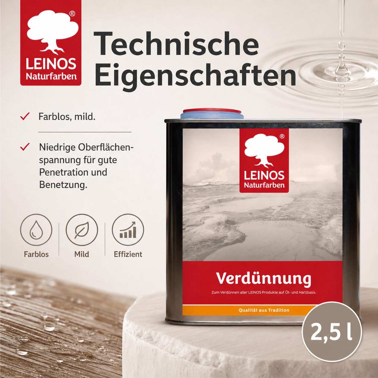 LEINOS 200 Verdünnung 2,5 Liter | Zum Verdünnen aller öligen Produkte sowie zur Reinigung der Arbeitsgeräte. Auch als Fleckentferner geeignet.