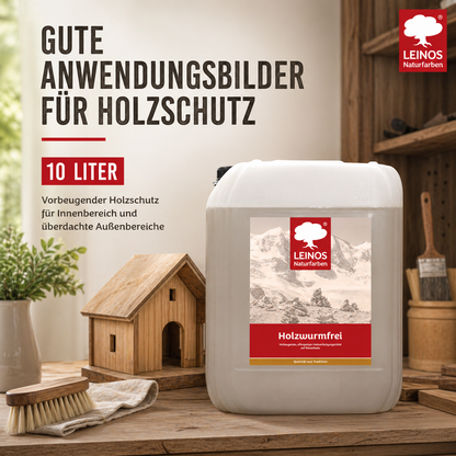 LEINOS Holzwurmfrei 130 - 10 Liter - Holzverfestigungsmittel gegen Insekten und Pilze, Schutz vor Holzwürmern