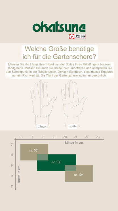 Okatsune 101-Okatsune 101 Gartenschere für kleine Hände – Japanische Gartenschere mit ultra-scharfen Klingen, robustem Design & präzisem Schnitt für Blumen, Äste, Reben & Obstbäume
