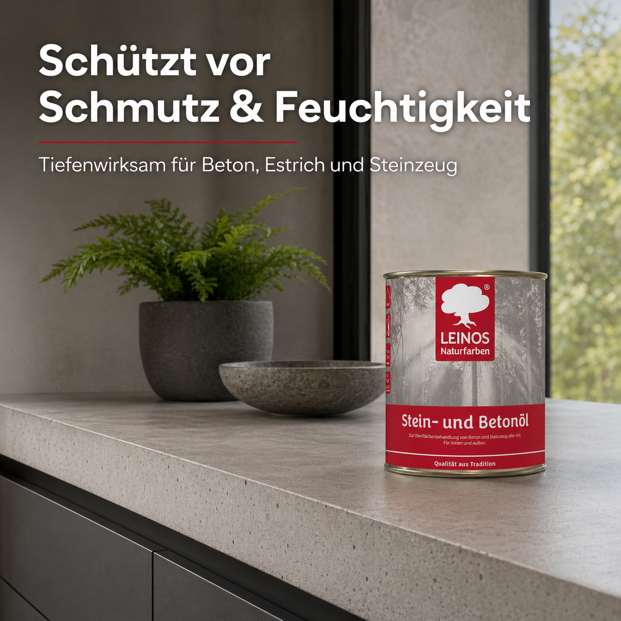 LEINOS Stein- und Betonöl 254 – 0,75 L – Öl zur natürlichen Oberflächenbehandlung von Beton, Estrich & Steinzeug innen – atmungsaktiv & lösemittelfrei