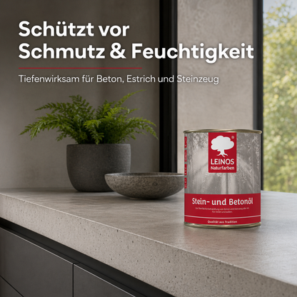 LEINOS Stein- und Betonöl 254 – 0,75 L – Öl zur natürlichen Oberflächenbehandlung von Beton, Estrich & Steinzeug innen – atmungsaktiv & lösemittelfrei